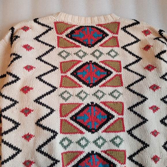 Vintage Navajo Pattern Men's Cotton Crew Neck Sweater Medium - Picture 6 of 11